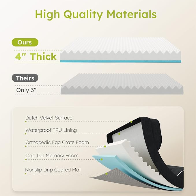 Jumbo Dog Bed for Extra Large Dogs, Orthopedic Dog Bed with Cooling Gel Memory Foam, Waterproof Pet Bed with Removable Washable Cover, 45" Pet Sofa Couch Dutch Velvet with Bone Toy, Black