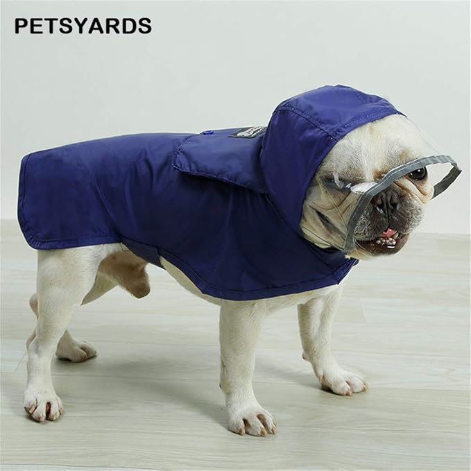 Pet Raincoat Packable Hooded Dog Rain Jacket Reflective Strips Lightweight Adjustable Poncho for Small Medium Large Dogs Blue L