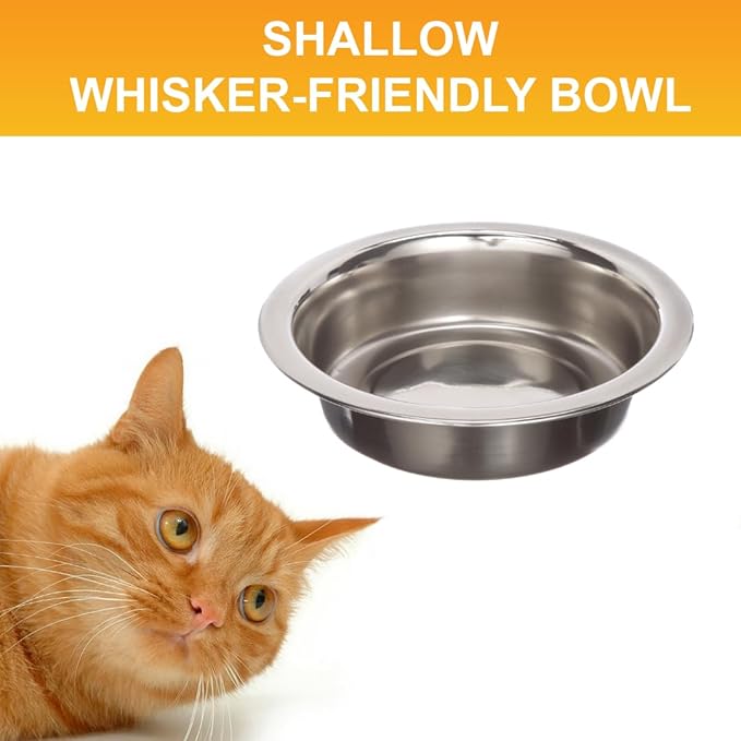Neater Pet Brands 1.5 Cup (12 oz.) Shallow Stainless Steel Cat Bowls, Set of 2 Neater Feeder Replacement Bowls (Deluxe Model), Metal Cat Dishes for Food and Water, Whisker Friendly, Dishwasher Safe