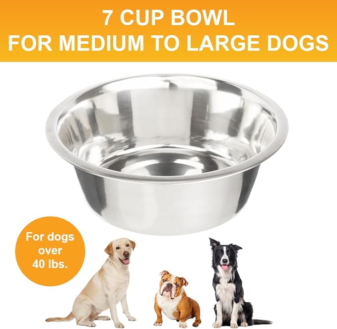 Neater Pet Brands 7 Cup (56 oz.) Stainless Steel Dog Bowls, 1 Single Neater Feeder Replacement Bowl (M/L Express, Large Deluxe Models), Dog Food Bowl or Water Bowls, Dishwasher Safe Metal Dish