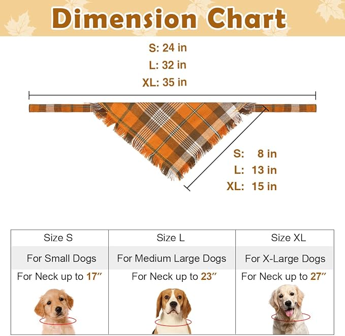 Kytely 2 Pack Fall Dog Bandanas Autumn Dog Bandana Thanksgiving Plaid Pets Scarf Triangle Bibs for Cat Small Dogs Pets