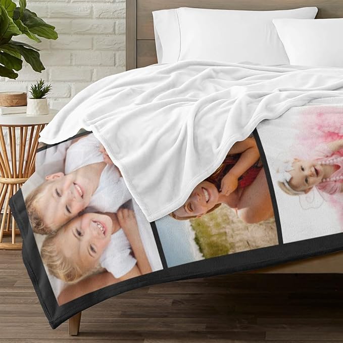 Custom Blanket with Photo, Personalized Photo Blanket, Customized Picture Blankets, Customizable Blankets, Personalized Birthday Gifts for Women, Men, Family, Friend