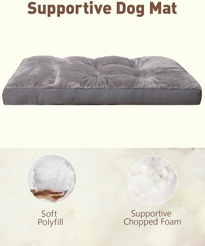 Dog Bed for Crate for Small Dogs, Machine Washable Bed Plush Pet Kennel Pad with Non-Slip Bottom, Pet Sleeping Mat, 23x17 Inch, Dark Gray