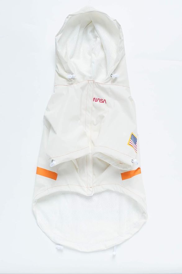 ChoChoCho NASA Dog Raincoats - Reflective Rain Jacket Water Proof, Dog Stylish Streetwear Outfit for Small Medium Large Puppies & Cats (White, 4XL)
