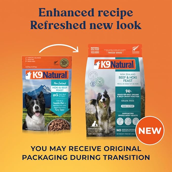 K9 Natural - Grain Free Freeze Dried Dog Food - Hoki & Beef, 17.6oz