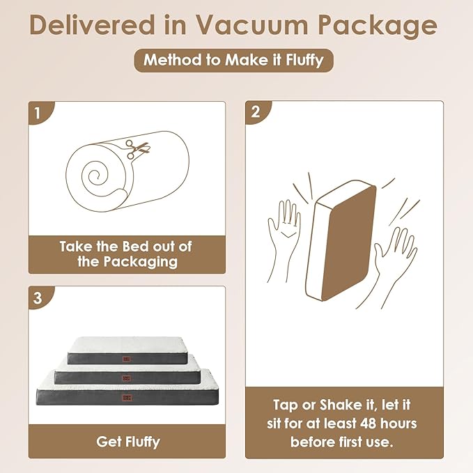 EHEYCIGA Orthopedic XXL Dog Beds for Jumbo Dogs with Removable Washable Cover, Beige, 50x36