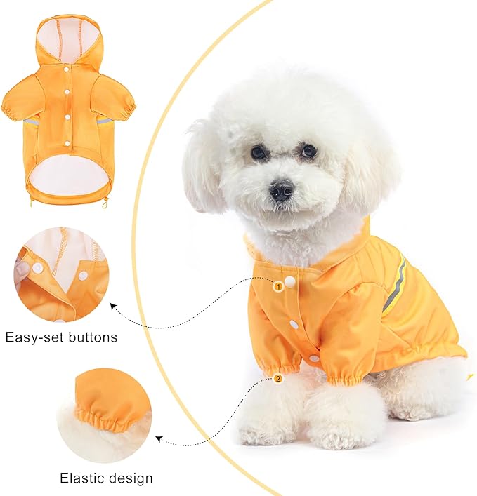 BEAUTYZOO Dog Raincoat with Harness Built-in for Small Medium Dogs and Puppies Boys Girls, Dog Rain Jacket Hooded Slicker Poncho Waterproof Reflective Dogs Clothes for Winter Cold Rainy Snowy Days, S