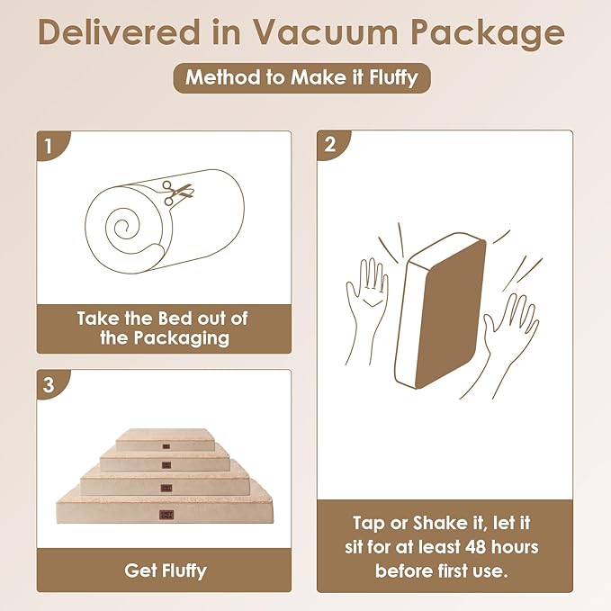 EHEYCIGA Orthopedic XL Dog Beds for Extra Large Dogs with Removable Washable Cover, Khaki, 44x32