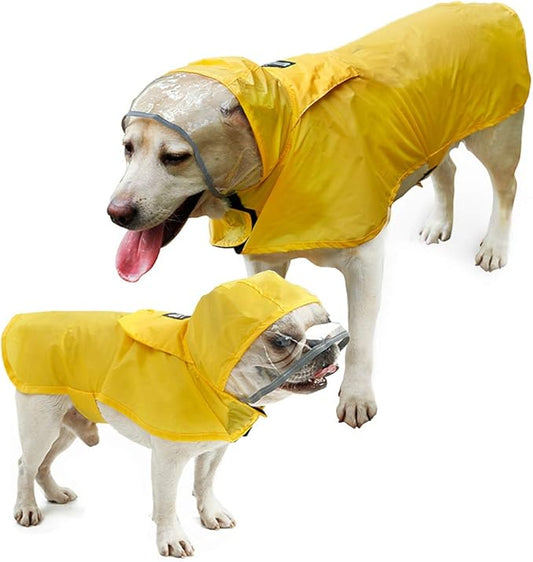 Pet Raincoat Packable Hooded Dog Rain Jacket Reflective Strips Lightweight Adjustable Poncho for Small Medium Large Dogs Yellow XL