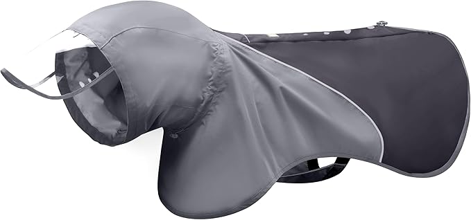 Slip-On Dog Rain Poncho, Quick&Easy to Wear Dog Raincoat, Unrestricted, Super Lightweight&Waterproof Rain Jacket for All Breeds, Adjustable and Reflective (Grey, 3XL)