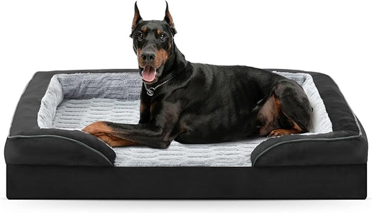 FURTIME Orthopedic Dog Bed for Extra Large Dogs - XL Plus Waterproof Dog Sofa Beds, Supportive Foam Pet Couch Bed with Removable Washable Cover, Waterproof Lining and Nonskid Bottom, Black