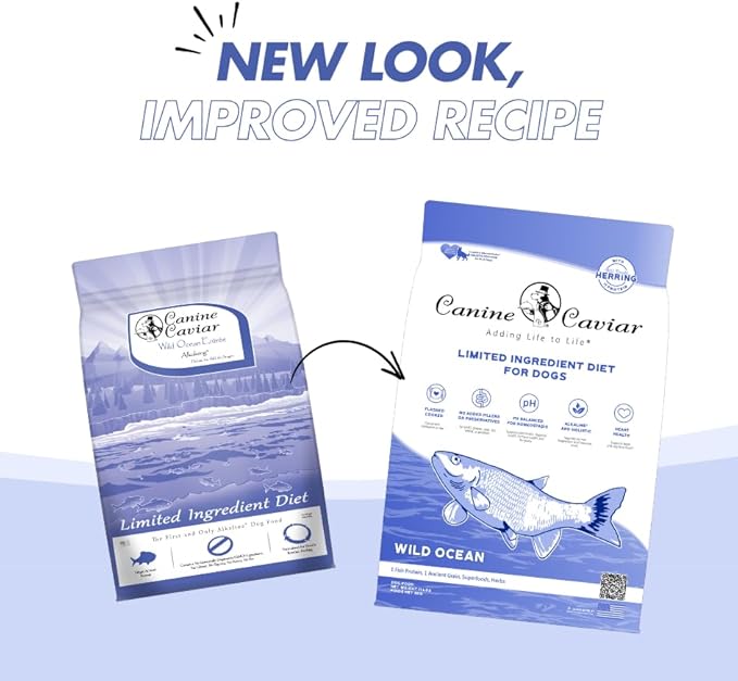 Canine Caviar - Wild Ocean: Herring & Teff Alkaline Dry Dog Food, Limited Ingredients, Gluten-Free, Based on Science & Research, Veterinary Alternative Diet (11 Pound Bag)