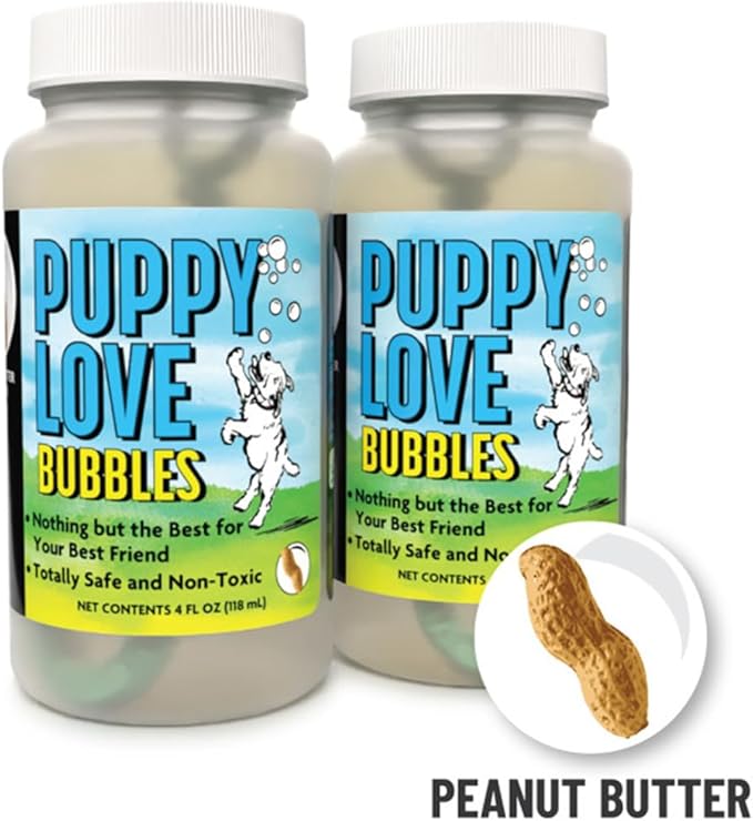 Puppy Love Bubbles, Peanut Butter Scented Bubbles 4oz. Bottle-2 Pack in Peanut Butter Flavor for Dogs