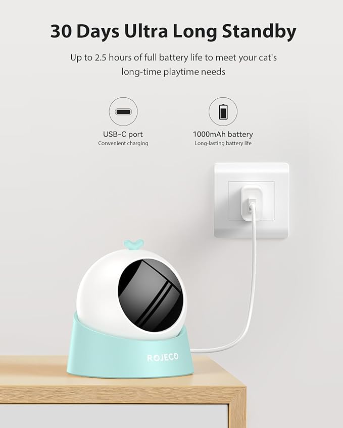 ROJECO Auto Laser Cat Toy - Random Motion Track, Magnetic 360° Base, Run Quiet,Rechargeable with 1000mAh Battery, Auto Sleep & 3 Speed Modes, Safe for Cats,Interactive Cat Toys for Bored Indoor,Green