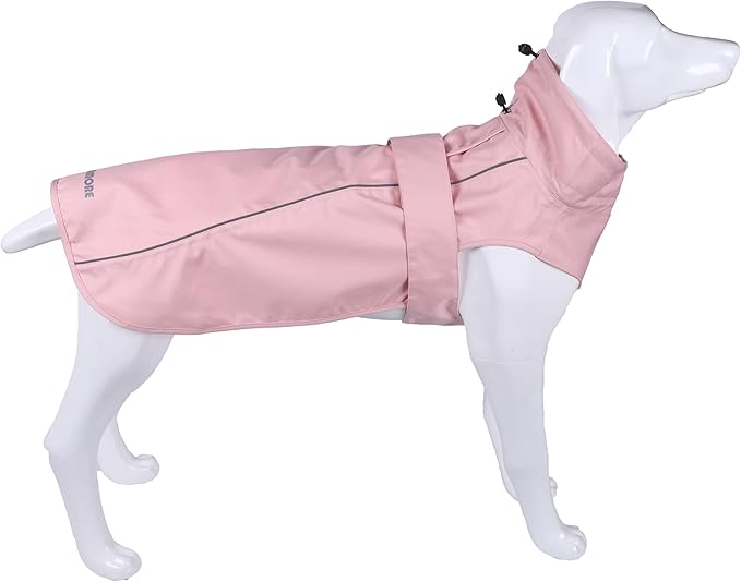 Adjustable Waterproof Dog Raincoat for Dogs,Lightweight Pet Rain Jacket Puppy Clothes with Reflective Strip for Small Medium Large Dogs (Pink, Large)