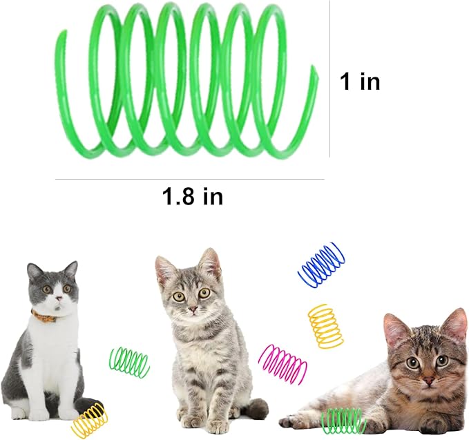 ISMARTEN Cat Spring Toy (100 Pack), Interactive Cat Exercise Toy for Indoor Cats, Multi-colored Plastic Coil for Kittens to Swat, Bite, Hunt