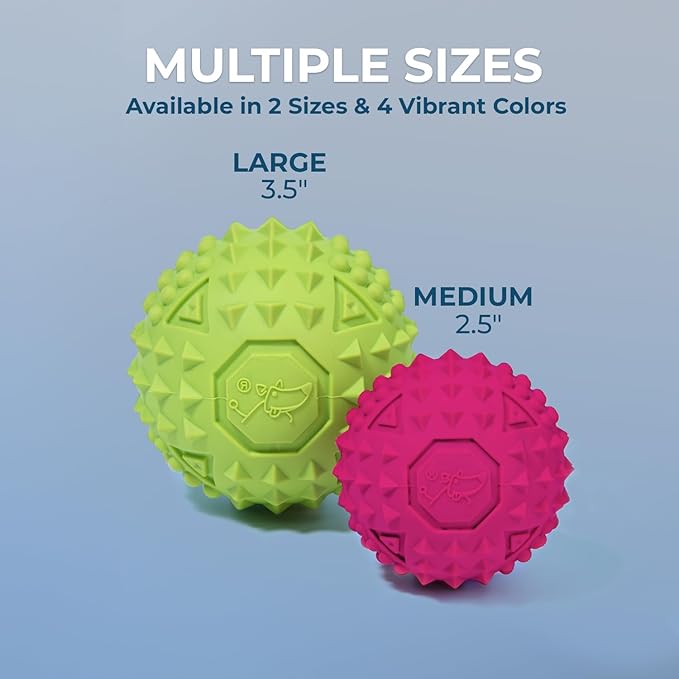 Best Pet Supplies Interactive Squeaky Dog Chew Toy, Ideal Dog Toys for Chewers, Small, Medium & Large Dogs, and Fetch Lovers - Spiky Ball (Blue, Orange), Large 3.5"