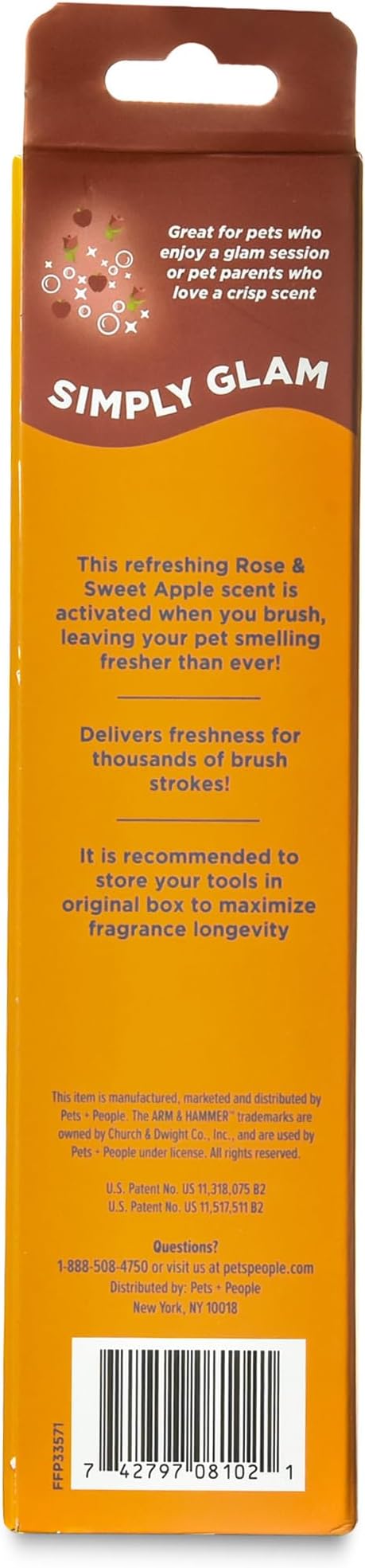 Arm & Hammer “Simply Glam” Dog Grooming Pin & Bristle Deodorizing Brush with Fragrance Transfer Technology – Scented 2-in-1 Brush for Detangling & Shedding, Sweet Apple & Rose Scent