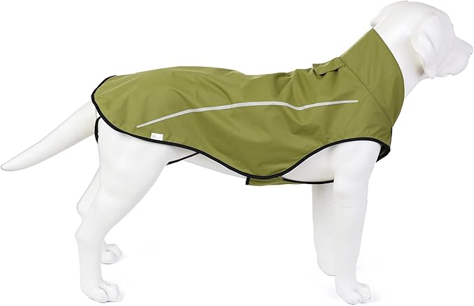 Mile High Life Dog Raincoat, Adjustable Waterproof Reflective Rain Jacket for Small Medium Large Dogs, Lightweight Breathable Pet Rain Coat with Leash Hole(Lime Yellow,M Chest 26-32")