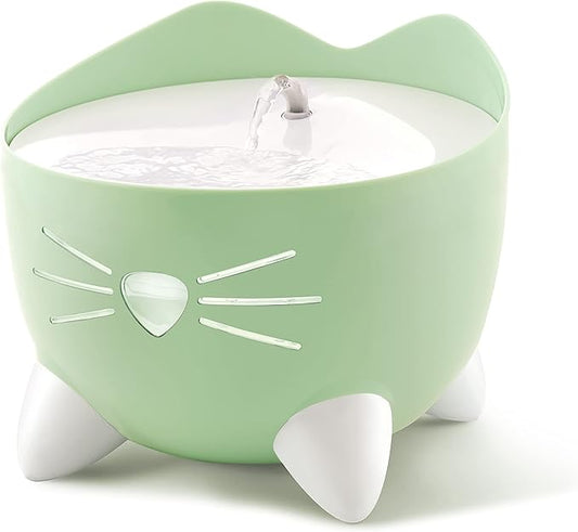 Catit PIXI Drinking Fountain – Cat Water Fountain with Triple Filter and Ergonomic Drinking Options, Green