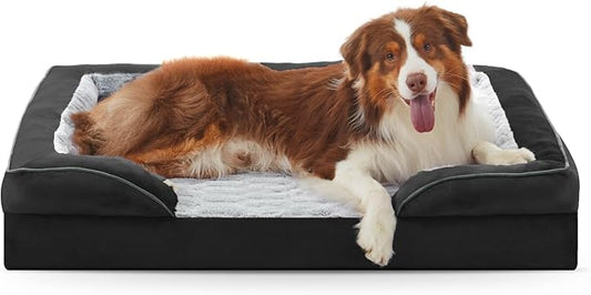 FURTIME Orthopedic Dog Bed for Medium Dogs - Washable Dog Sofa Beds Medium, Supportive Foam Pet Couch Bed with Removable Washable Cover, Waterproof Lining and Nonskid Bottom, Black