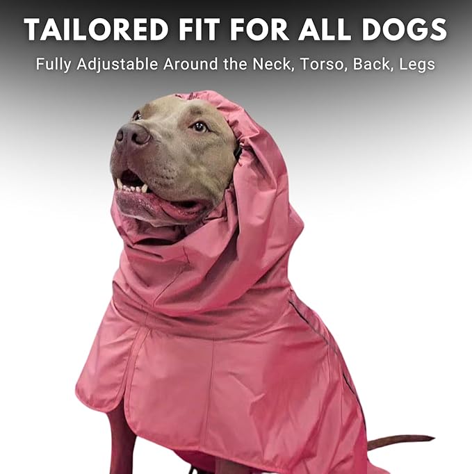Spark Paws Dog Raincoat, Waterproof Windproof Rain Jacket, for Small Medium Large Extra Large Dogs, Reflective Breathable Full-Body Coverage Dry Suit - Sea Pink, 2XL