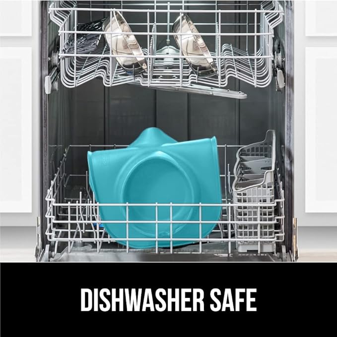 GORILLA GRIP Feeding Mat Set, Patent Pending 100% Waterproof BPA Free Silicone, Stainless Steel Cat and Dog Bowls, Slip Resistant, Edges Catch Water, Food, US Designed Pet Accessories, 2 Cup Turquoise