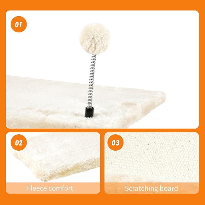 Wall-Mounted Cat Climber Set with Climbing Shelves, Perches, Bridge,Hammock,Scratching Board & Ball - 7 Pcs Wood Indoor Cat Furniture for Kittens Play (Grey)