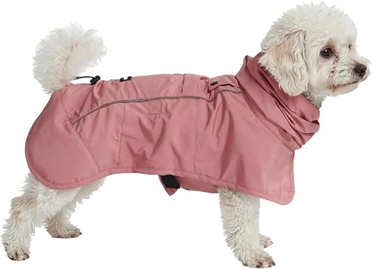 Spark Paws Dog Raincoat, Waterproof Windproof Rain Jacket, for Small Medium Large Extra Large Dogs, Reflective Breathable Full-Body Coverage Dry Suit - Sea Pink, M