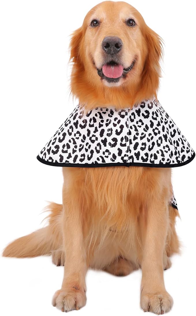HDE Dog Raincoat Jacket Reflective Adjustable Hooded Pet Poncho Rain Coat with Leash Hole for Small to X-Large Dogs Snow Leopard - L