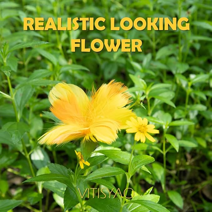 Cat Feather Toys Replacement - 2 Pcs Handmade Natural Flowers - Cat Toy Wand Refills - Interactive Kitten Teaser Wand Attachments - Cat Toys for Indoor Cats Play