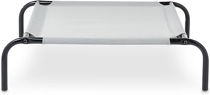 Amazon Basics Cooling Breathable Elevated Dog Bed with Metal Frame for Large Dogs, 51 x 31 x 8 Inch, Grey