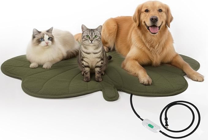 Green Clover Shaped Extra Large Dog Heating pad (57"x47"), Pet Heating Pad for Dogs and Cats, Waterproof, Adjustable Temperature, Safe & Machine Washable,for Indoor/Outdoor Use