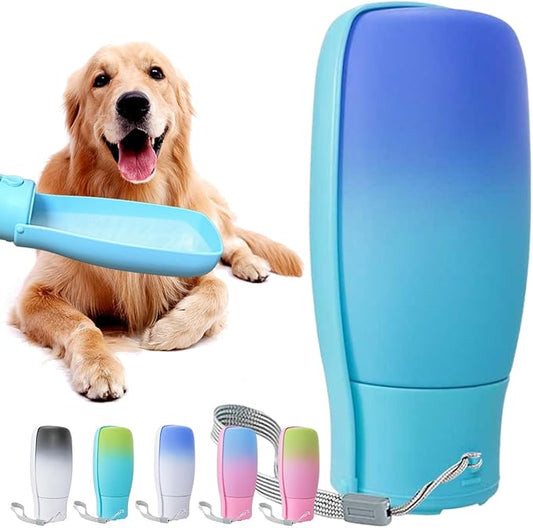 Dog Water Bottle Portable 19Oz - Food Grade Plastic & Leak Proof Puppy Travel Water Bowl Dispenser, Pet Accessories for Outdoor Walking Camping, Dogs Birthday Gifts (Blue)
