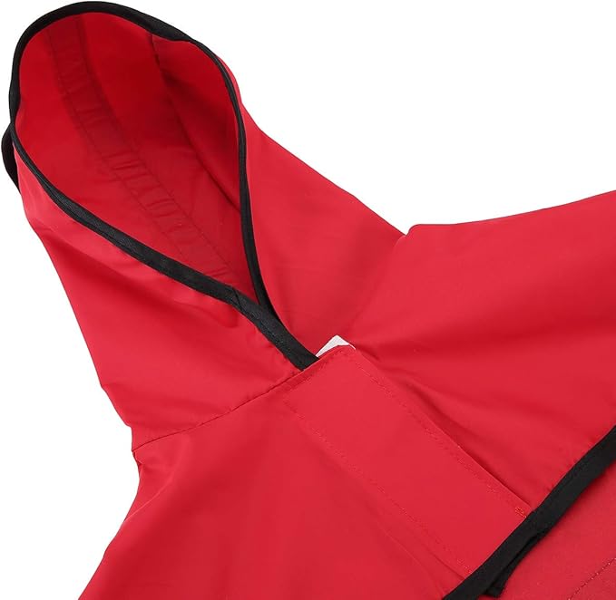 HDE Dog Raincoat Jacket Reflective Adjustable Hooded Pet Poncho Rain Coat with Leash Hole for Small to X-Large Dogs Red - XL