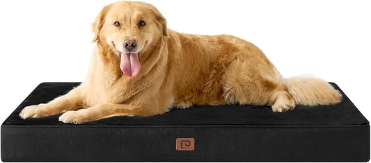 EHEYCIGA Waterproof Dog Bed Memory Foam 41x27, Orthopedic Dog Beds Mat for Extra Large Dogs with Removable Cover, Black