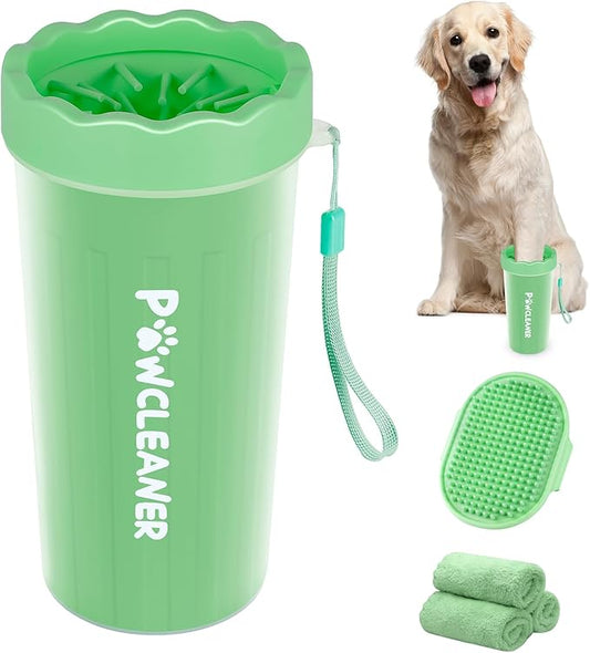 Dog Paw Cleaner, Washer, Muddy Pet Foot Cleaner for Small Medium Large Breed Dogs/Cats (with 3 absorbent towel) (Light Green, Large)