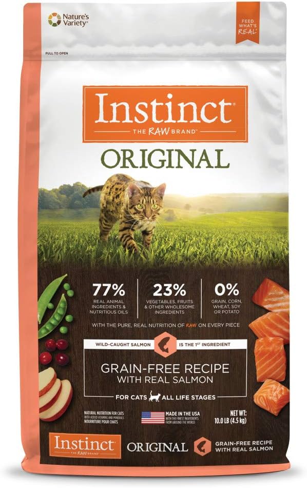 Instinct Original Dry Cat Food, Raw Coated Kibble, High Protein, Grain Free Recipe - Real Salmon, 10 lb. Bag