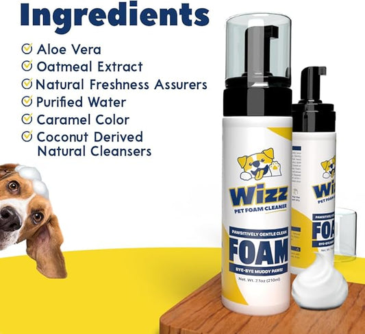Muddy Mat® Wizz Dog Paw Foam – No-Rinse Pet Cleaner for Dogs Large & Small – Paw Dog Cleanser – Portable Grooming Solution – 7 fl oz