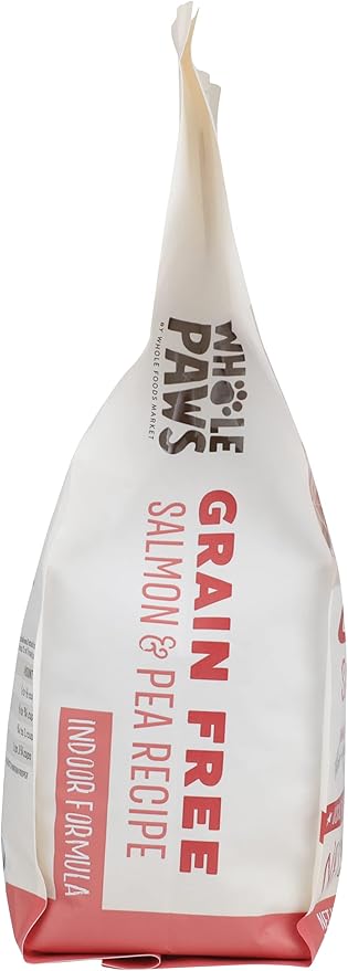 Whole Paws, Grain-Free Dry Cat Food, Salmon & Pea Recipe, Enhanced with Fiber & Prebiotics, Indoor Formula, 3.5 lb