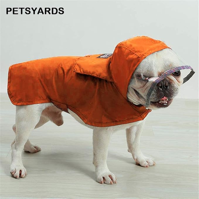 Pet Raincoat Packable Hooded Dog Rain Jacket Reflective Strips Lightweight Adjustable Poncho for Small Medium Large Dogs Orange M