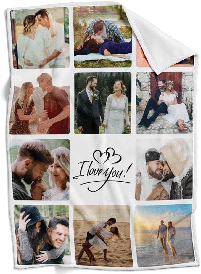 Personalized Blanket with Photo, Custom Photo Blanket, Customized Picture Blankets, Customizable Blankets, Personalized Anniversary Birthday Gifts for Women & Men