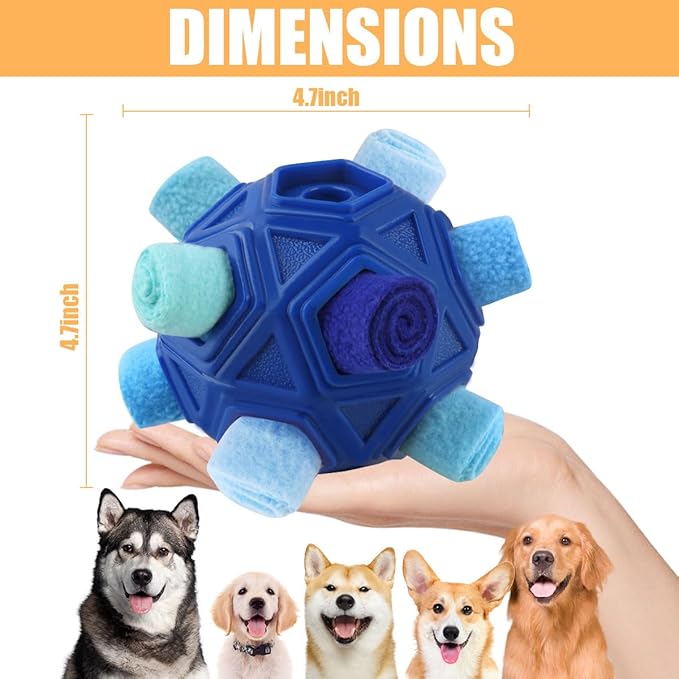 Dog Snuffle Ball-Interactive Puzzle Dog Toys Encourage Natural Foraging Skills Slow Feeder for Training and Stress Relief, Cloth Strip Hiding Food Chew Toys for Any Size Dogs