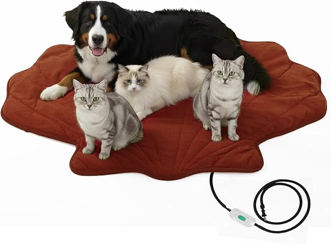Red Shell Shaped Dog Extra Large Heating pad (57"x47"), Pet Heating Pad for Dogs and Cats, Waterproof, Adjustable Temperature, Safe & Machine Washable,for Indoor/Outdoor Use