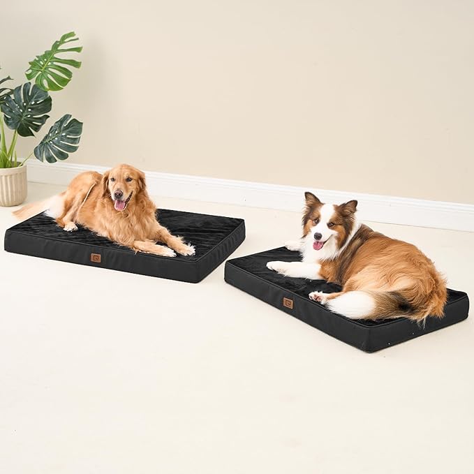 EHEYCIGA Waterproof Dog Bed Memory Foam 41x27, Orthopedic Dog Beds Mat for Extra Large Dogs with Removable Cover, Black