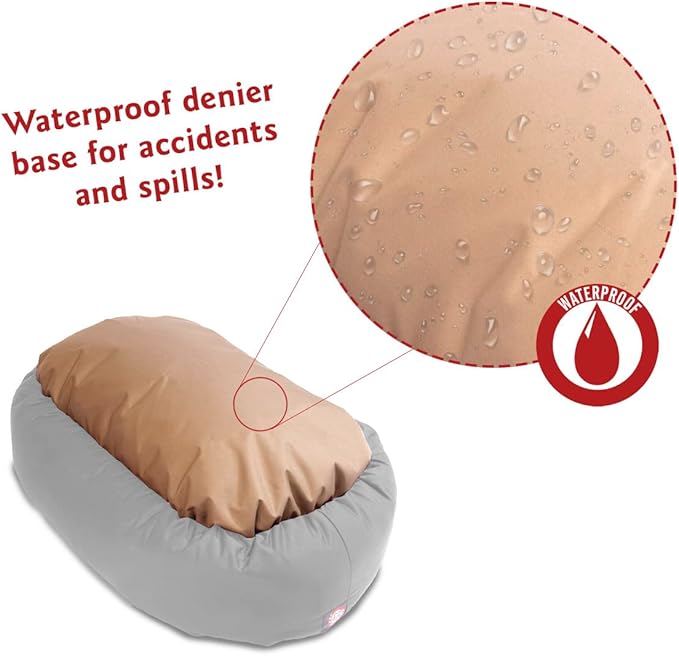 Majestic Pet 40 Inch Suede Calming Dog Bed Washable 40x29x9 (Inch) – Cozy Soft Round Donut Dog Bed with Spine Support for Dogs to Rest their Head - Round Pet Bed Large – Chocolate