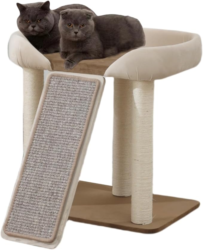 SHENGOCASE Modern Cat Tree Tower, Extra Large Platform Couch Sofa Bed for Maine Coon, Multiple Cat Furniture with Scratching Post Ramp Tilted Angled Scratcher Scratch Pad Sisal