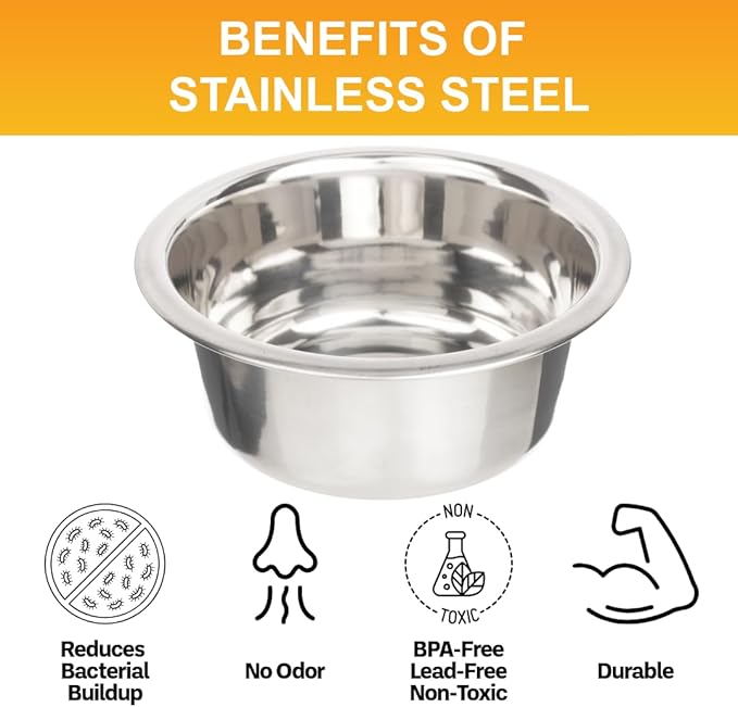 Neater Pet Brands 2.2 Cup (18 oz.) Stainless Steel Dog Bowls, Set of 2 Neater Feeder Replacement Bowls (Small Deluxe Model), Dog Food Bowl & Water Bowl, Dishwasher Safe Metal Dish for Cat & Small Dogs