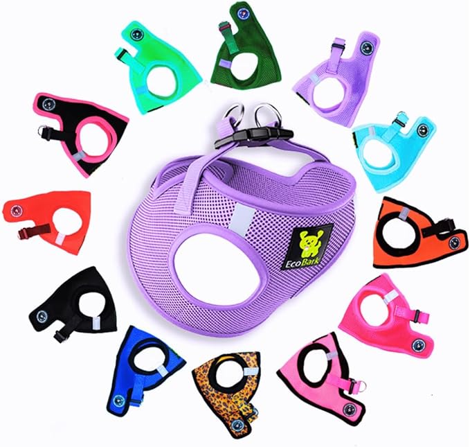 EcoBark Step in Dog Harness - Eco-Friendly Dog Harnesses for Small and Medium Breed Dogs - Reflective and Adjustable Body Halter Vest - Soft Mesh Toy Breed Harness (Lavender, XL)