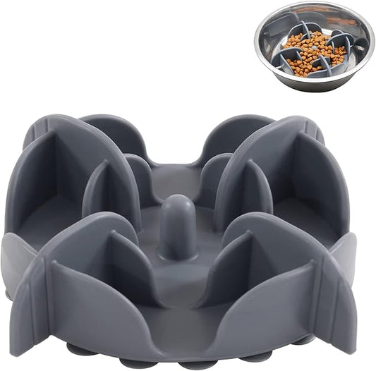 Jaoul Slow Feeder Dog Bowls Insert for Large Breed, 7 Inch Cuttable Slow Feeder Insert with 32 Octopus Suction Cups for Medium Large Size Dog Food Bowl (X-Large, Grey)
